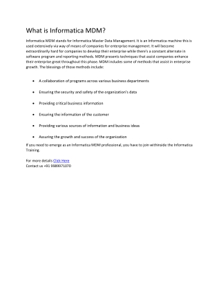 What is Informatica MDM