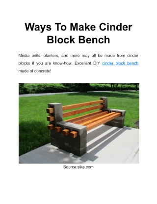Ways To Make Cinder Block Bench