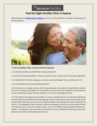 Find the Right Fertility Clinic in Sydney