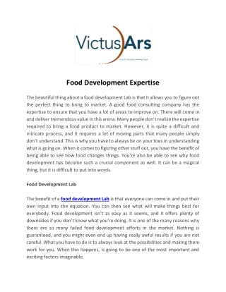 Food Development Expertise
