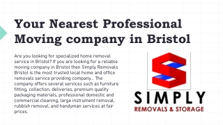 Your Nearest Professional Moving company in Bristol