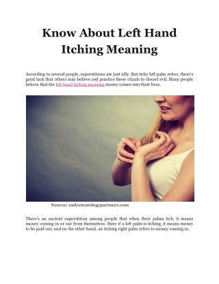 Know About Left Hand Itching Meaning