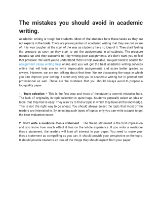 The mistakes you should avoid in academic writing