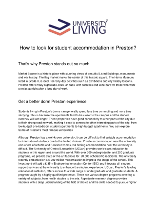 How to look for a student accommodation in Preston