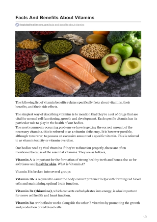 Facts And Benefits About Vitamins