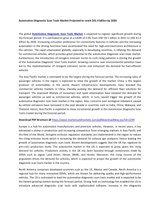 Automotive Diagnostic Scan Tools Market Projected to reach $41.4 billion by 2026