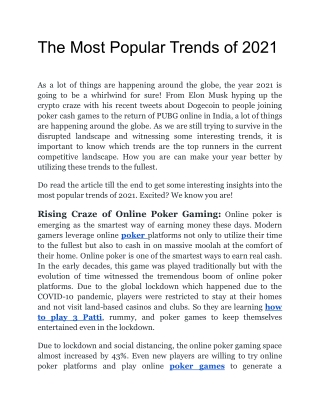 The Most Popular Trends of 2022