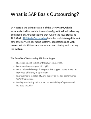 SAP Basis Outsourcing