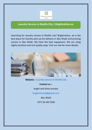 Laundry Service in Khalifa City  Brightnshine.ae-converted