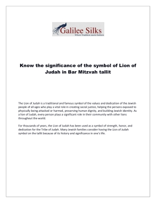 Know the significance of the symbol of Lion of Judah in Bar Mitzvah tallit