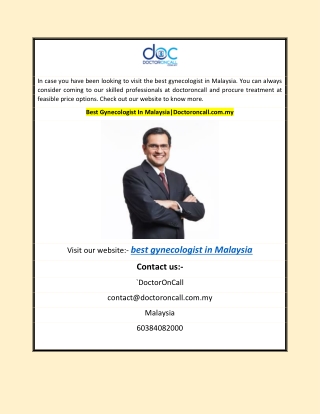 Best Gynecologist In Malaysia|Doctoroncall.com.my