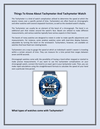 Things To Know About Tachymeter And Tachymeter Watch