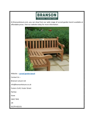 Curved Garden Bench  Branson Leisure