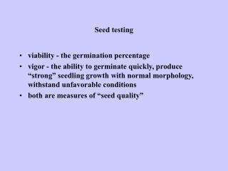 Seed testing