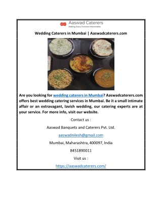 Wedding Caterers in Mumbai | Aaswadcaterers.com