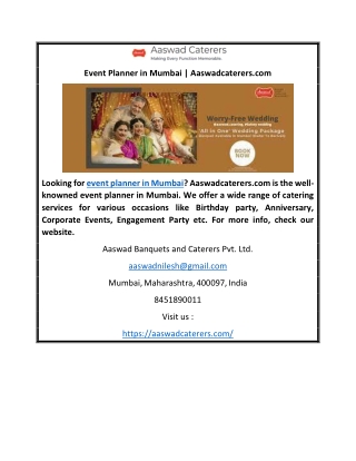 Event Planner in Mumbai | Aaswadcaterers.com