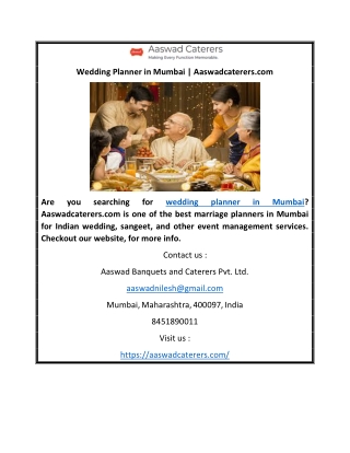 Wedding Planner in Mumbai | Aaswadcaterers.com