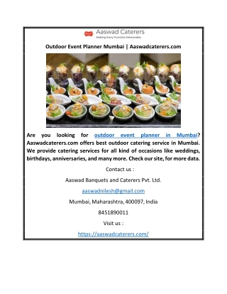 Outdoor Event Planner Mumbai | Aaswadcaterers.com