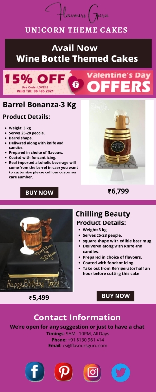 Wine Bottle Themed Cakes | Wine Bottle Themed Cake Delivery in Delhi NCR | Flavo
