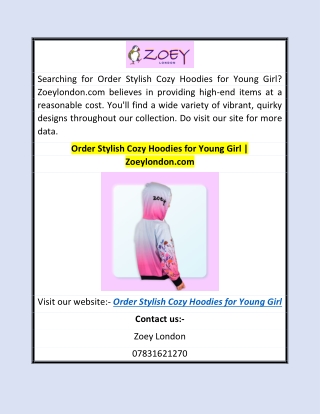 Order Stylish Cozy Hoodies for Young Girl | Zoeylondon.com