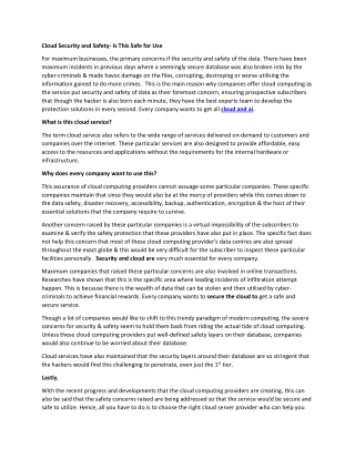 Cloud Security and Safety- Is This Safe for Use