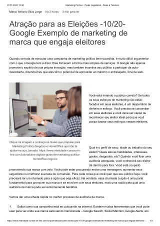 Atração para as Eleições -10de20- Google Exemplo de marketing de marca que engaja eleitoresMarketing Político-Poder Legi