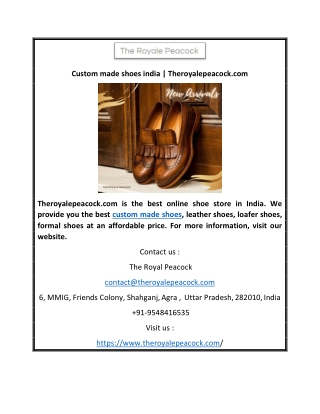 Custom made shoes india | Theroyalepeacock.com