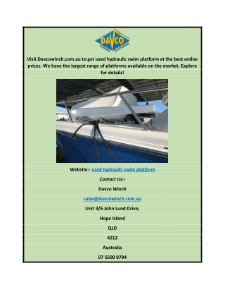Finding the best place to buy Used Hydraulic Swim Platform Davcowinch.com