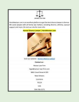 Kenner Divorce Lawyer  Haroldweiser.com