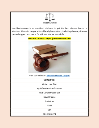 Metairie Divorce Lawyer   Haroldweiser.com