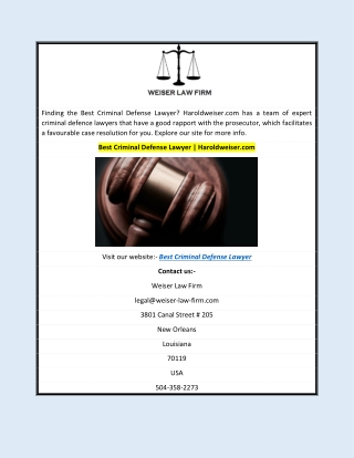 Best Criminal Defense Lawyer  Haroldweiser.com