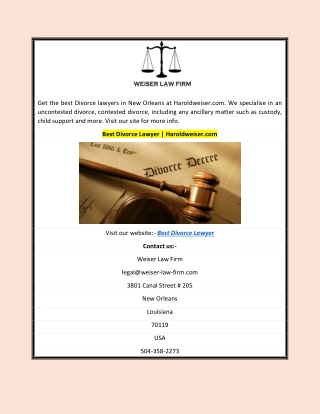 Best Divorce Lawyer | Haroldweiser.com
