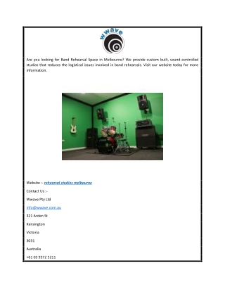 Rehearsal Studios Melbourne  Wwave.com.au