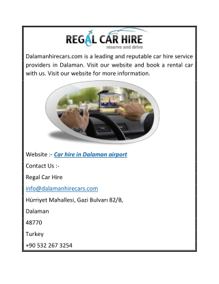 Car hire in Dalaman airport  Dalamanhirecars.com