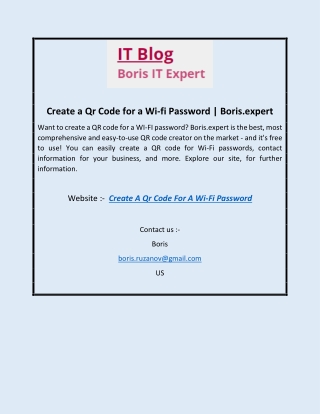 Create a Qr Code for a Wi-fi Password | Boris.expert