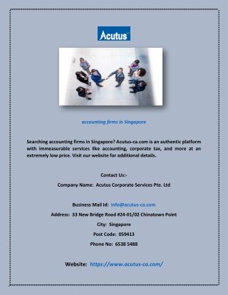 Accounting Firms In Singapore | Acutus-ca.com
