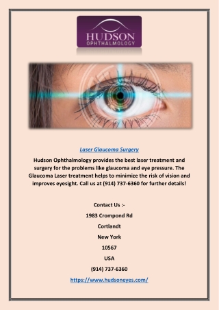 Laser Glaucoma Surgery for Eye Pressure