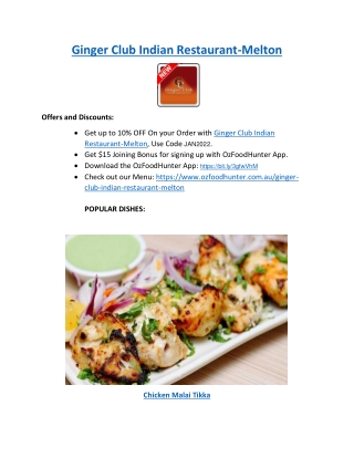 Ginger Club Indian Restaurant Melton | 5% off OzFoodHunter