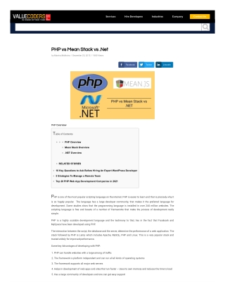 PHP vs Mean Stack vs .Net