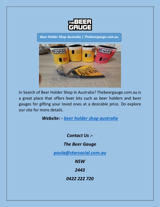 Beer Holder Shop Australia | Thebeergauge.com.au