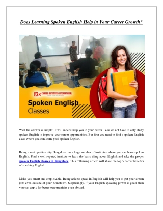 Does Learning Spoken English Help in Your Career Growth