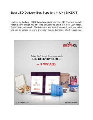 Best LED Delivery Box Suppliers in UK | BIKEKIT