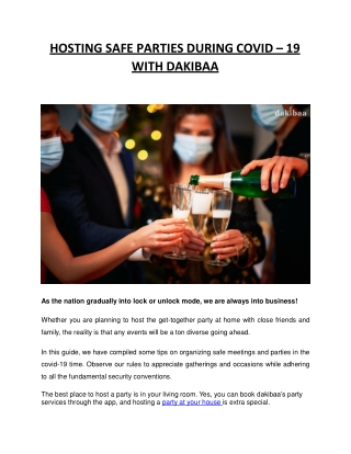 Hosting Safe Parties During Covid-19 With Dakibaa