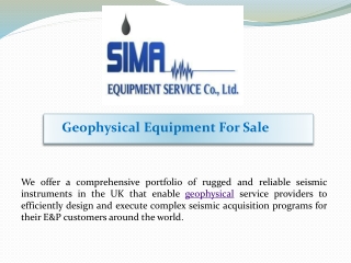 Geophysical Equipment For Sale