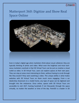 Matterport 360: Digitize And Show Real Space Online