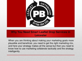 Why You Need Smart Leaflet Drop Services in Leicester