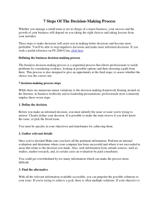 7 Steps Of The Decision-Making Process