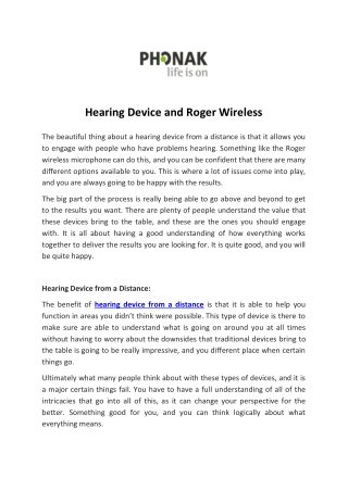 Hearing Device and Roger Wireless