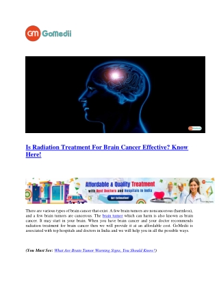 Is Radiation Treatment For Brain Cancer Effective Know Here