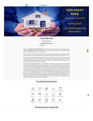 Tata Hailey Road Upcoming Extravagance Residential Project Delhi